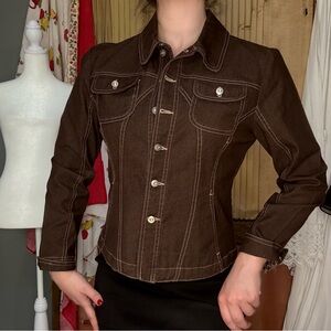 Y2K Live a Little Chocolate Brown Jean Jacket
